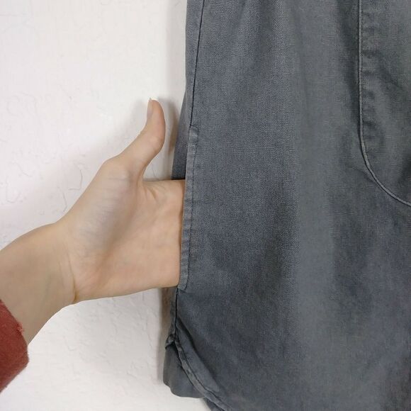 Free People Grey Distressed Linen Button Up Sleeveless Top - Picture 6 of 10